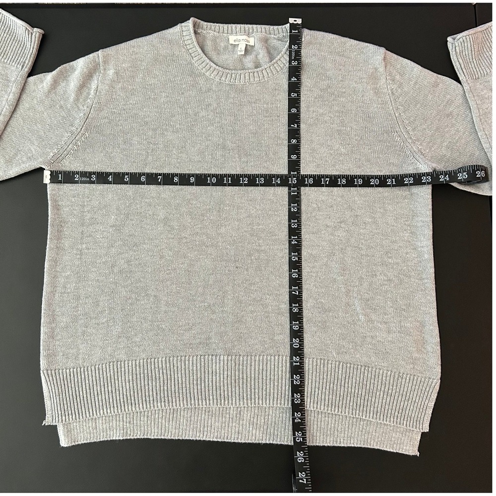Ella Moss Heather Gray Crewneck Sweater High-Low Side Slit Size L 1397 - Picture 4 of 9